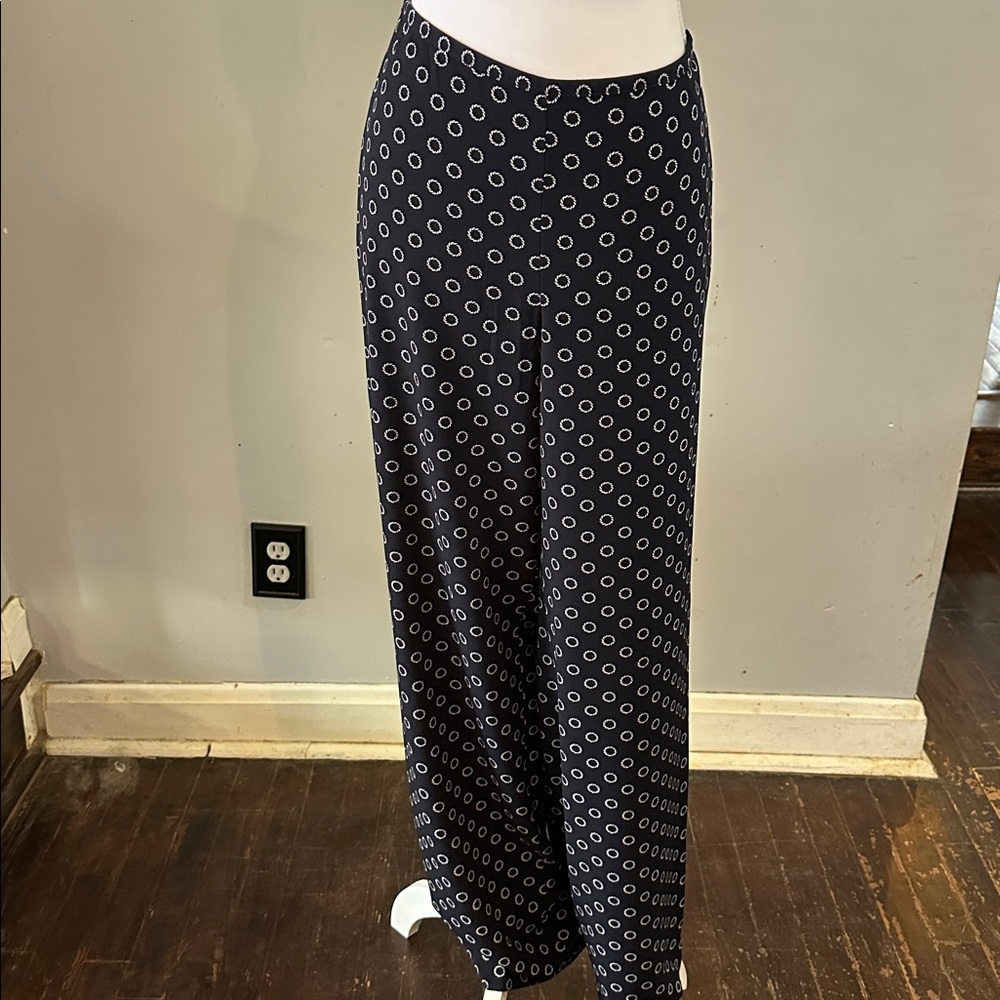 Talbots Navy and White Wide Leg Jumpsuit